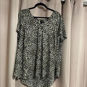 torrid Plus Size Leopard Scoop Neck Top - Black & Cream